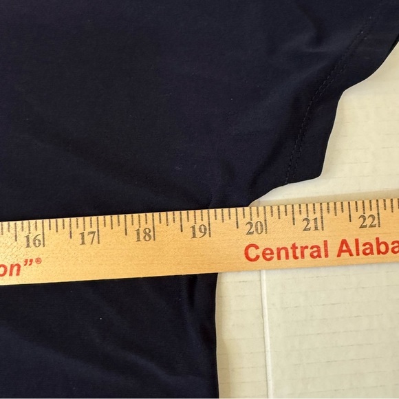 Nine West Navy Blue Short Sleeve Drapey Cold-Shoulder Blouse - Picture 4 of 8